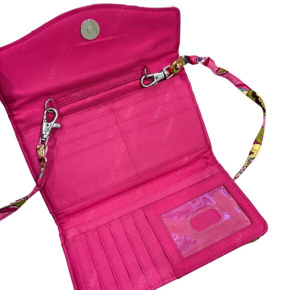 Vera Bradley Strap Wallet Pink Multicolor Quilted Cotton Crossbody Bag New With - Picture 2 of 7
